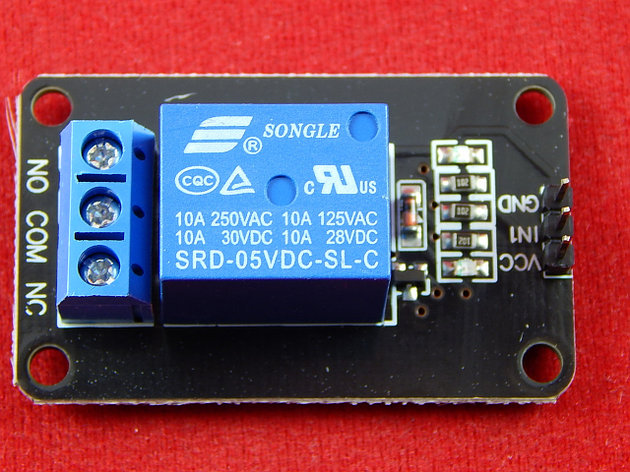 1 канальный модуль реле SRD-5VDC-SL-C с опторазвязкой и отверстиями под крепеж, фото 2