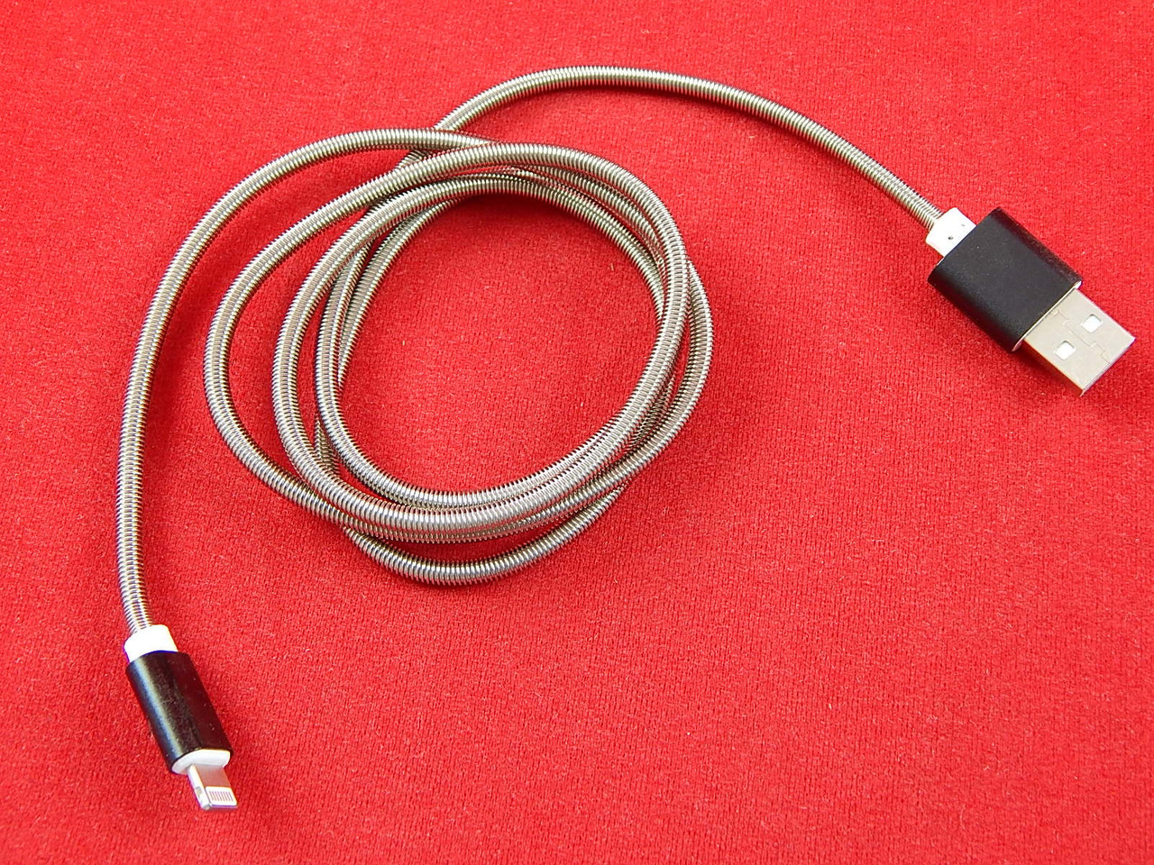Кабель в металлической оплетке, USB А - Lightning, черный, 1 м - фото 1 - id-p99557754