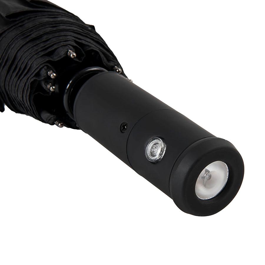 Зонт PRESTON складной с ручкой-фонариком, полуавтомат; черный; D=100 см; 100% полиэстер, Черный, -, 7441 35 - фото 3 - id-p99558057