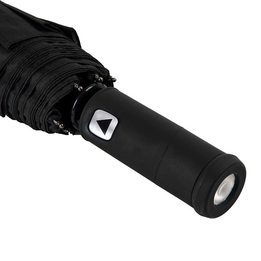 Зонт PRESTON складной с ручкой-фонариком, полуавтомат; черный; D=100 см; 100% полиэстер, Черный, -, 7441 35 - фото 4 - id-p99558057