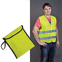 Жилет светоотражающий "SAFETY" в чехле,  размер L, нейлон, неоновый желтый, , 19906_new