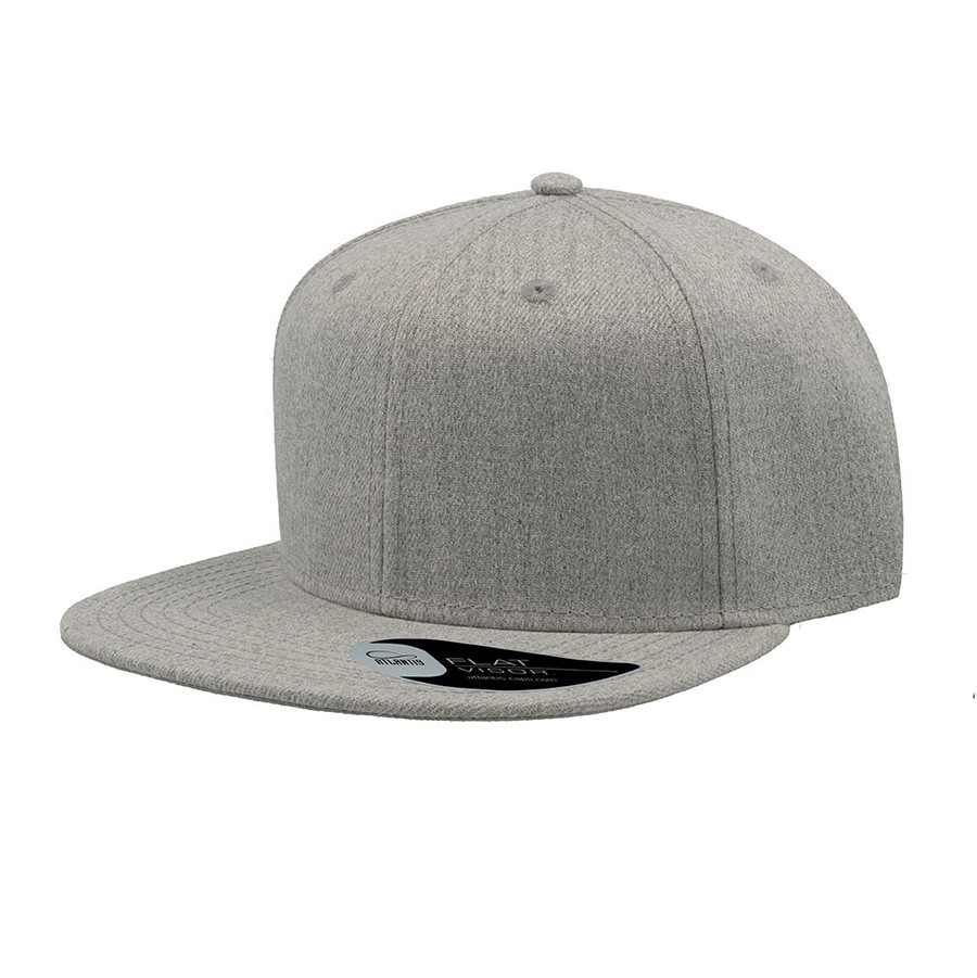 Бейсболка "SNAP BACK", 6 клиньев, серый меланж, 100% п/э,100% х/б, 400 гр/м2, пластиковая застежка, Серый, -,