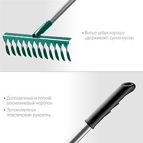 GRINDA PROLine 12 витых зубцов, грабли с алюминиевым черенком, фото 2