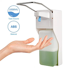Медицинский локтевой диспенсер для антисептика пластиковый с евро флаконом 1 литр.