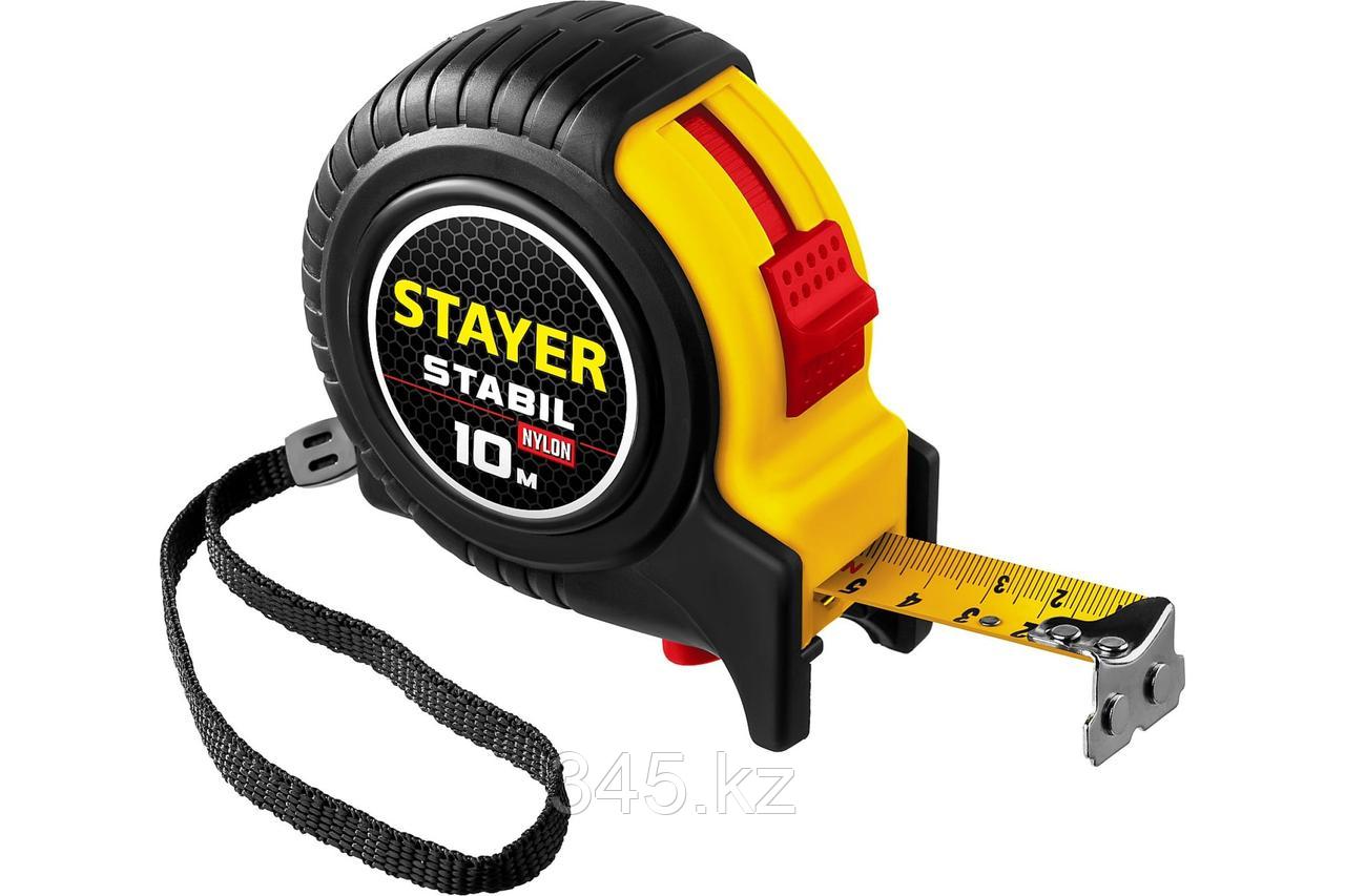 STAYER STABIL 10м / 25мм профессиональная рулетка в ударостойком обрезиненном корпусе с двумя фиксаторами - фото 1 - id-p98431371