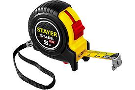 STAYER STABIL 5м / 19мм профессиональная рулетка в ударостойком обрезиненном корпусе  с двумя фиксаторами