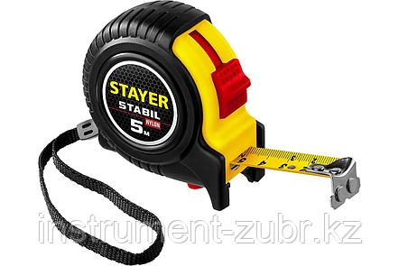 STAYER STABIL 5м / 19мм профессиональная рулетка в ударостойком обрезиненном корпусе  с двумя фиксаторами, фото 2
