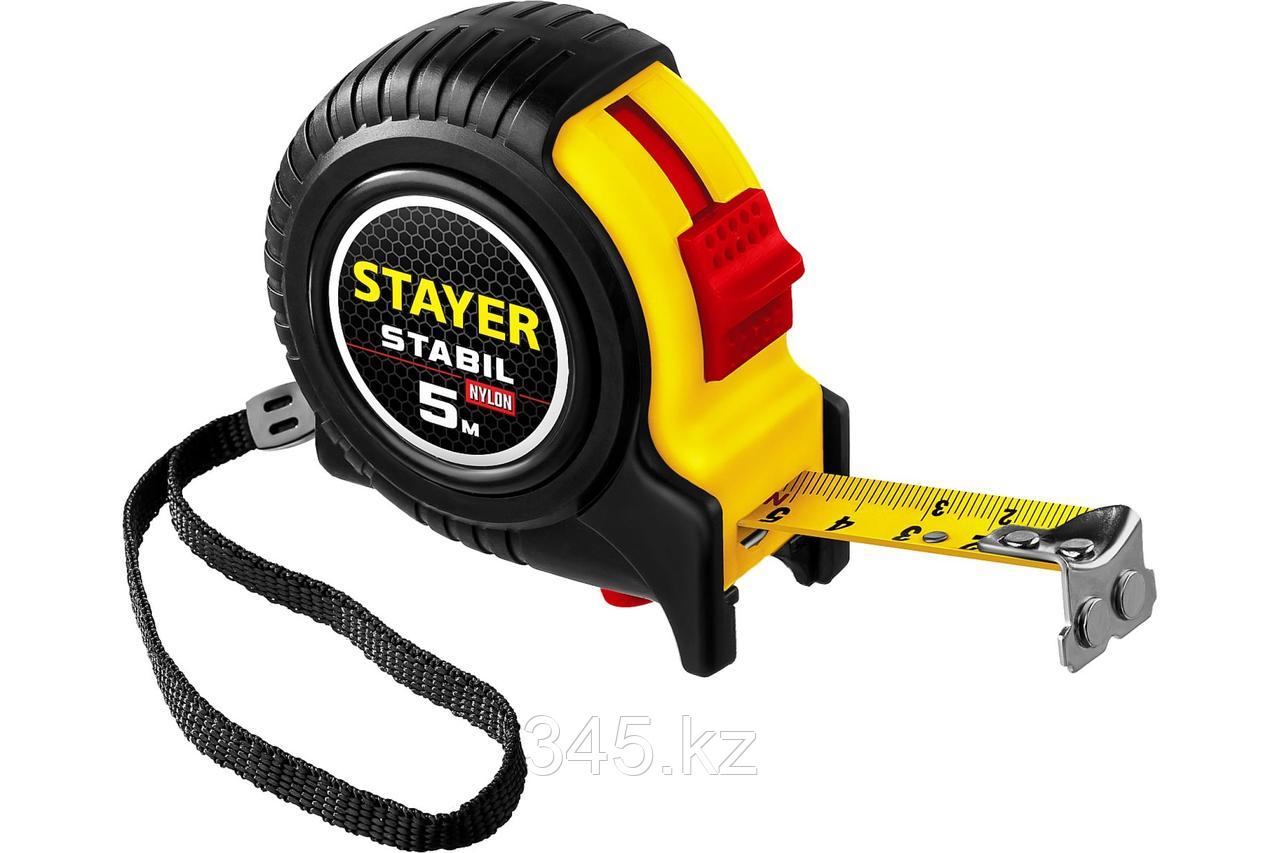 STAYER STABIL 5м / 19мм профессиональная рулетка в ударостойком обрезиненном корпусе с двумя фиксаторами - фото 1 - id-p98431369