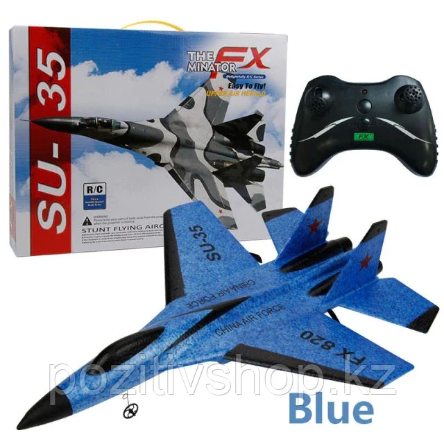 Радиоуправляемый беспилотный самолет F16 su-35 синий - фото 1 - id-p99573625