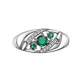 Серебряное кольцо с агатом зелёным и фианитом TEOSA 10127-2726-AG, фото 2