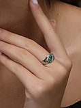 Серебряное кольцо с агатом зелёным и фианитом TEOSA 10127-2726-AG, фото 5