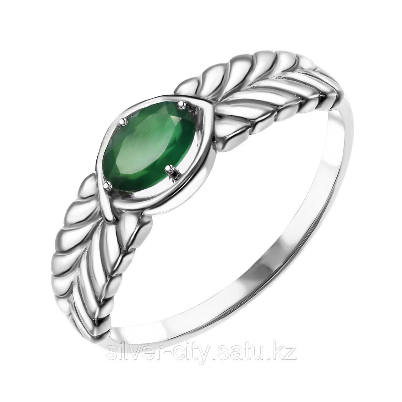 Кольцо из серебра с агатом зелёным TEOSA 10127-2721-AG