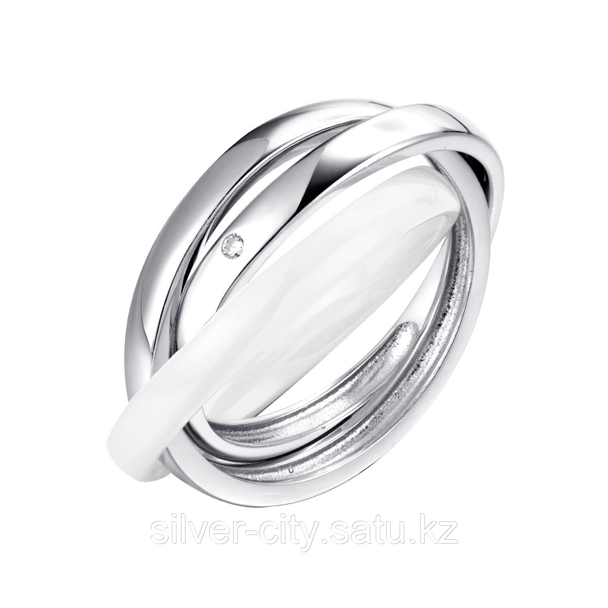 Серебряное кольцо с керамикой и фианитом Fresh TC-R00683-W-W-X-X-W