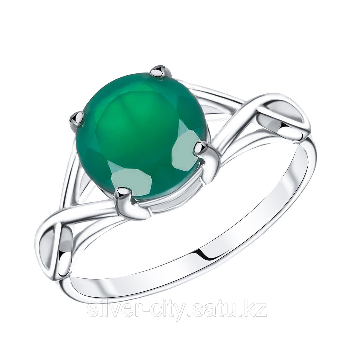 Серебряное кольцо с агатом зелёным TEOSA 10134-2975-AG