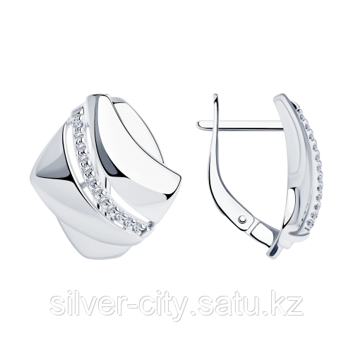 Серебряные серьги с фианитом Diamant 94-120-00678-1