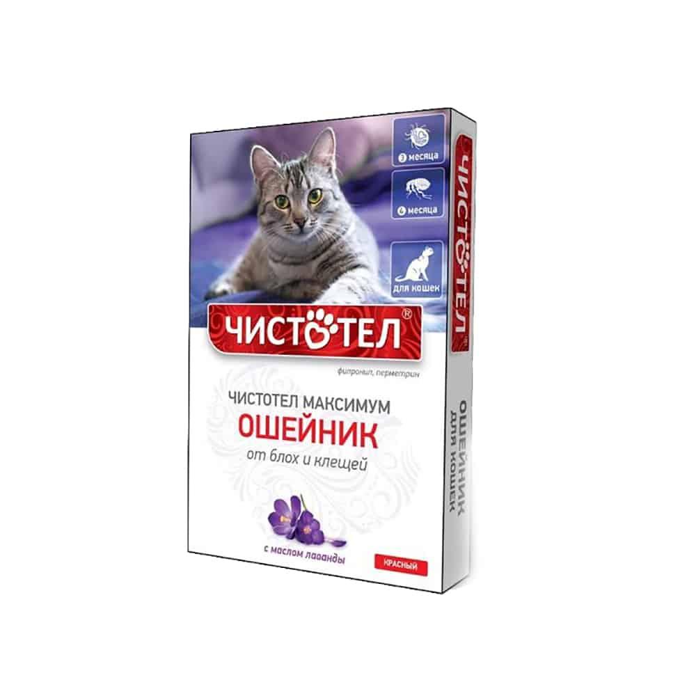 Чистотел Ошейник от блох и клещей для кошек, красный