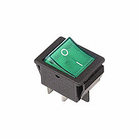 Выключатель клавишный 250V 16А (4с) ON-OFF зеленый с подсветкой | 36-2332 | REXANT