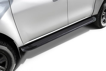 Пороги алюминиевые "Optima Black" 1800 черные Mitsubishi L-200 (2018-2022)