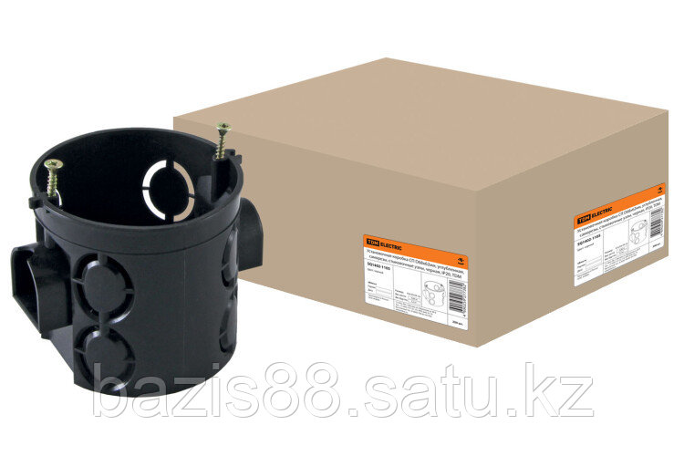 Коробка установочная 68х62 стыковочные узлы, черная с саморезами | SQ1402-1105 | TDM - фото 1 - id-p99596437