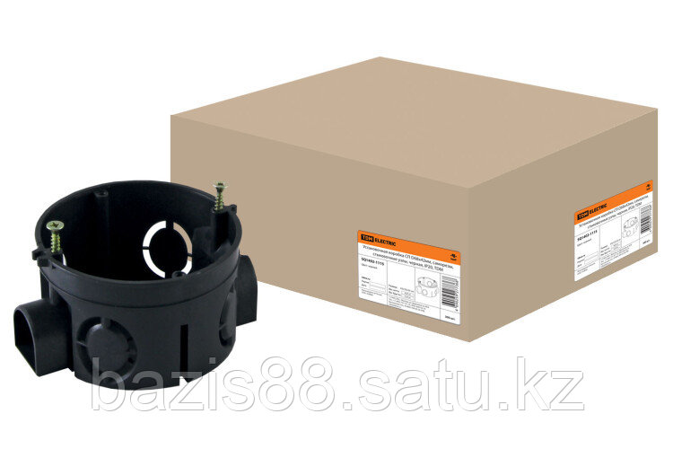 Коробка установочная 68х42 стыковочные узлы, черная с саморезами | SQ1402-1115 | TDM - фото 1 - id-p99596457
