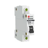 Выключатель автоматический однополюсный ВА 47-29 25А C 4,5кА Basic | mcb4729-1-25C | EKF