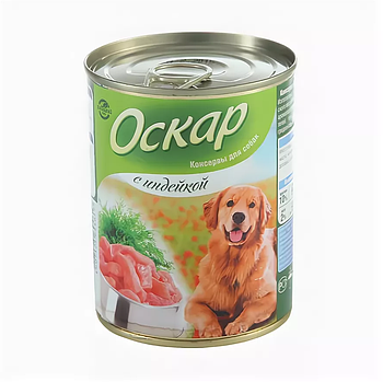 Оскар влажный корм для собак с индейкой 350 гр