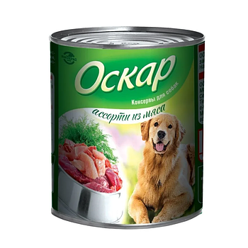Оскар влажный корм для собак ассорти из мяса 750 гр