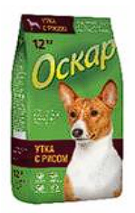 Оскар сухой корм для взрослых собак утка с рисом 12кг
