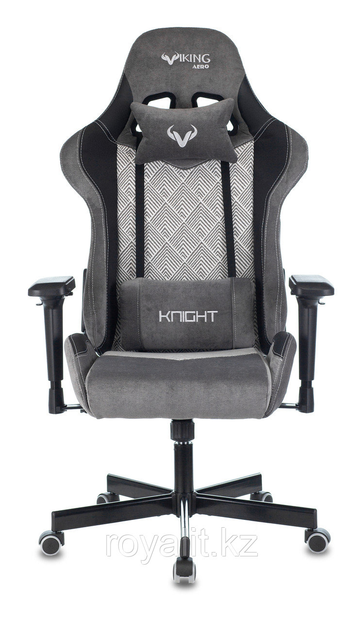Кресло игровое Zombie VIKING 7 KNIGHT Fabric серый Loft ромб текстиль/эко.кожа с подг. крест. металл