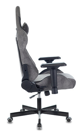 Кресло игровое Zombie VIKING 7 KNIGHT Fabric серый Loft ромб текстиль/эко.кожа с подг. крест. металл, фото 2