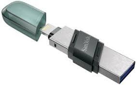 Флеш накопитель для iPhone SanDisk iXpand Flash Drive Flip 128b 2 разъема USB3.1+lightning - фото 1 - id-p99635595