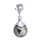 Подвеска из серебра с синтетическим жемчугом и фианитами SOKOLOV покрыто  родием 94031615, фото 4