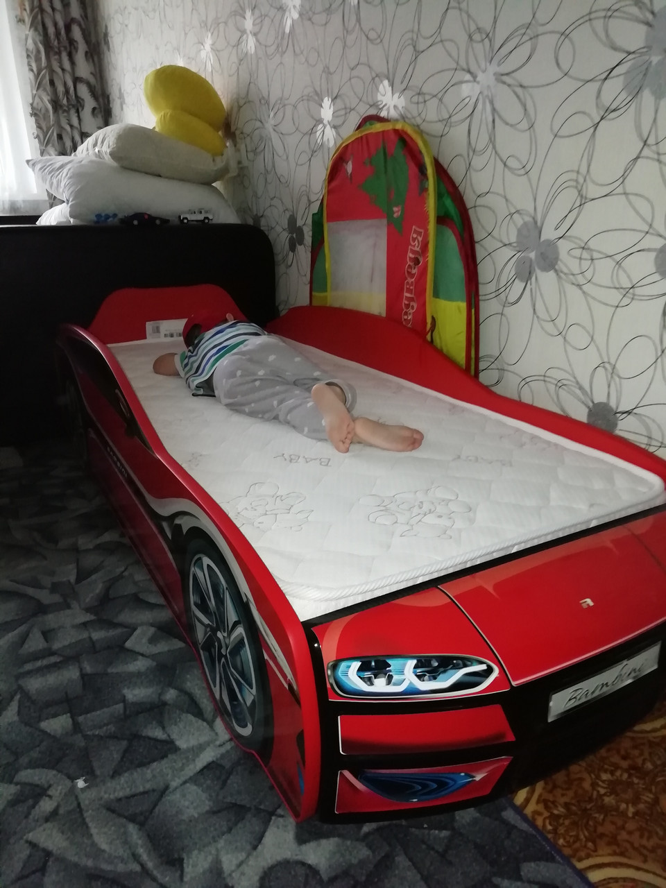 Детская кровать-машина Bambini 70х160 см красный - фото 6 - id-p99635928