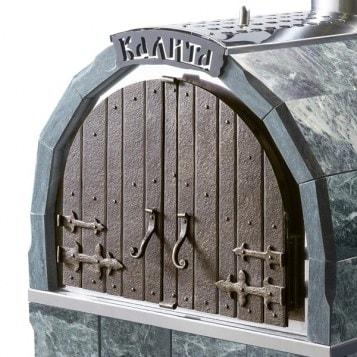 Печь для бани, чугунный тоннель с чугунной дверью, Калита М арочная, ВВД