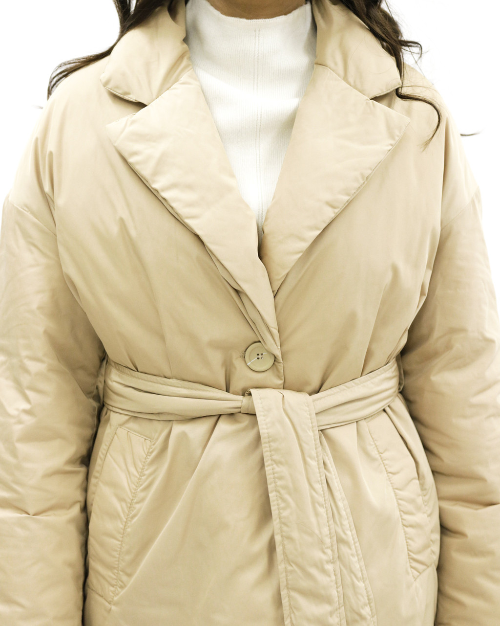 Женская куртка «UM&H 86137336» бежевая (полиэстер) - фото 2 - id-p99683198