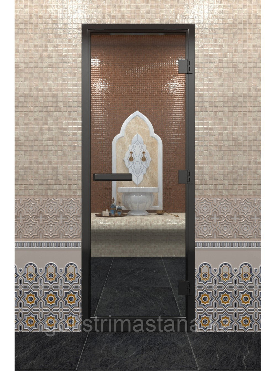 Дверь для хамам "В ЧЕРНОМ ПРОФИЛЕ"