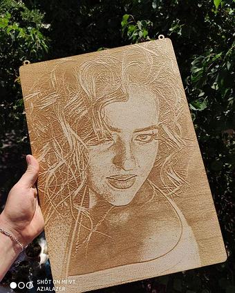 Гравировка фотографии на дереве А4 / на заказ