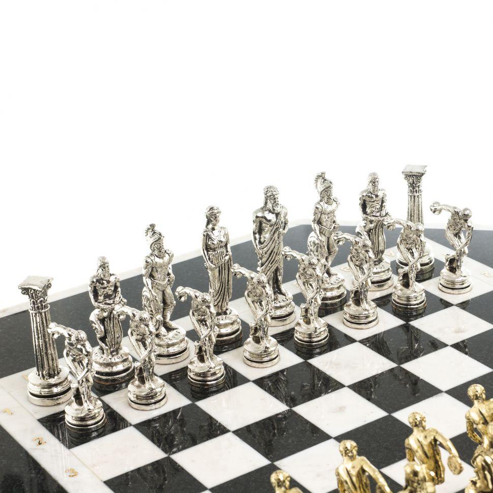 Шахматный стол "Дискобол" мрамор, змеевик на металлической подставке 123753 - фото 5 - id-p99722034