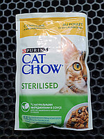 CAT CHOW, Кэт Чау для стерилизованных кошек с курицей и баклажанами в желе, пауч 85 гр