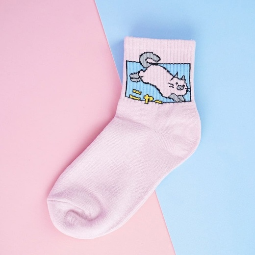 Носки с котиком - розовые