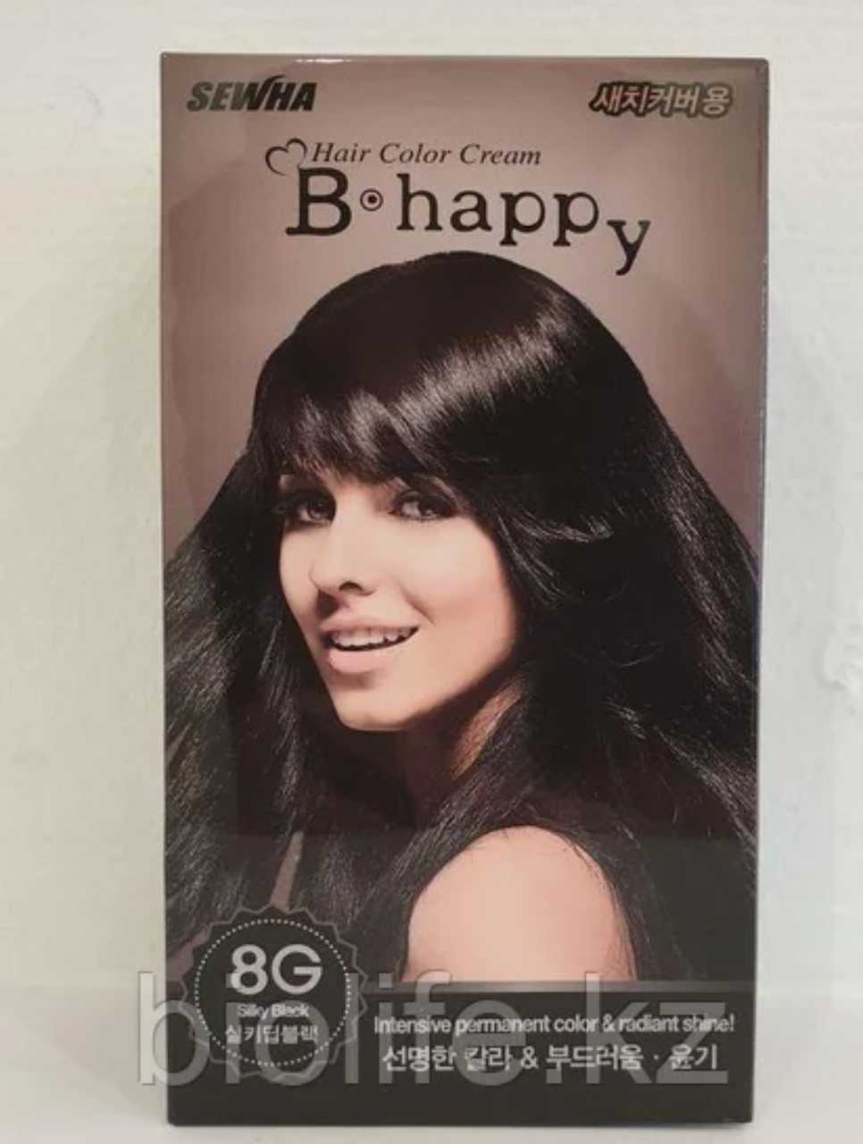 Интенсивная крем-краска для волос с эффектом ламинирования Тон 8G (шелковистый черный) B-Happy Hair Color Crea
