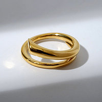 Кольцо "Течение" уплотнение, цвет золото, безразмерное