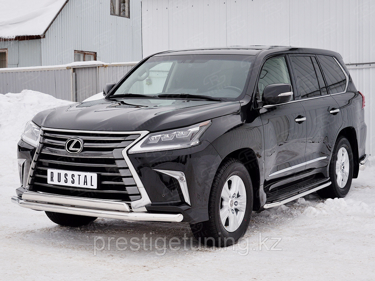 Защита переднего бампера Lexus LX570 2016-21 (Стандарт) d63 секция-75х42 дуга - фото 4 - id-p99739209