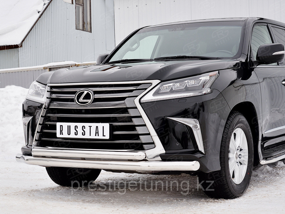 Защита переднего бампера Lexus LX570 2016-21 (Стандарт) d76 секция-d63 дуга - фото 3 - id-p99740461