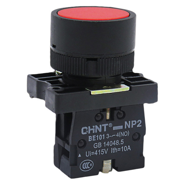 Кнопка управления NP2-EA41 без подсветки красная 1НО IP40 CHINT*