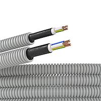 Электротруба ПВХ гибкая гофр. д.16мм, цвет серый, с кабелем ВВГнг(А)-LS 3х1,5мм² РЭК "ГОСТ+", 100м