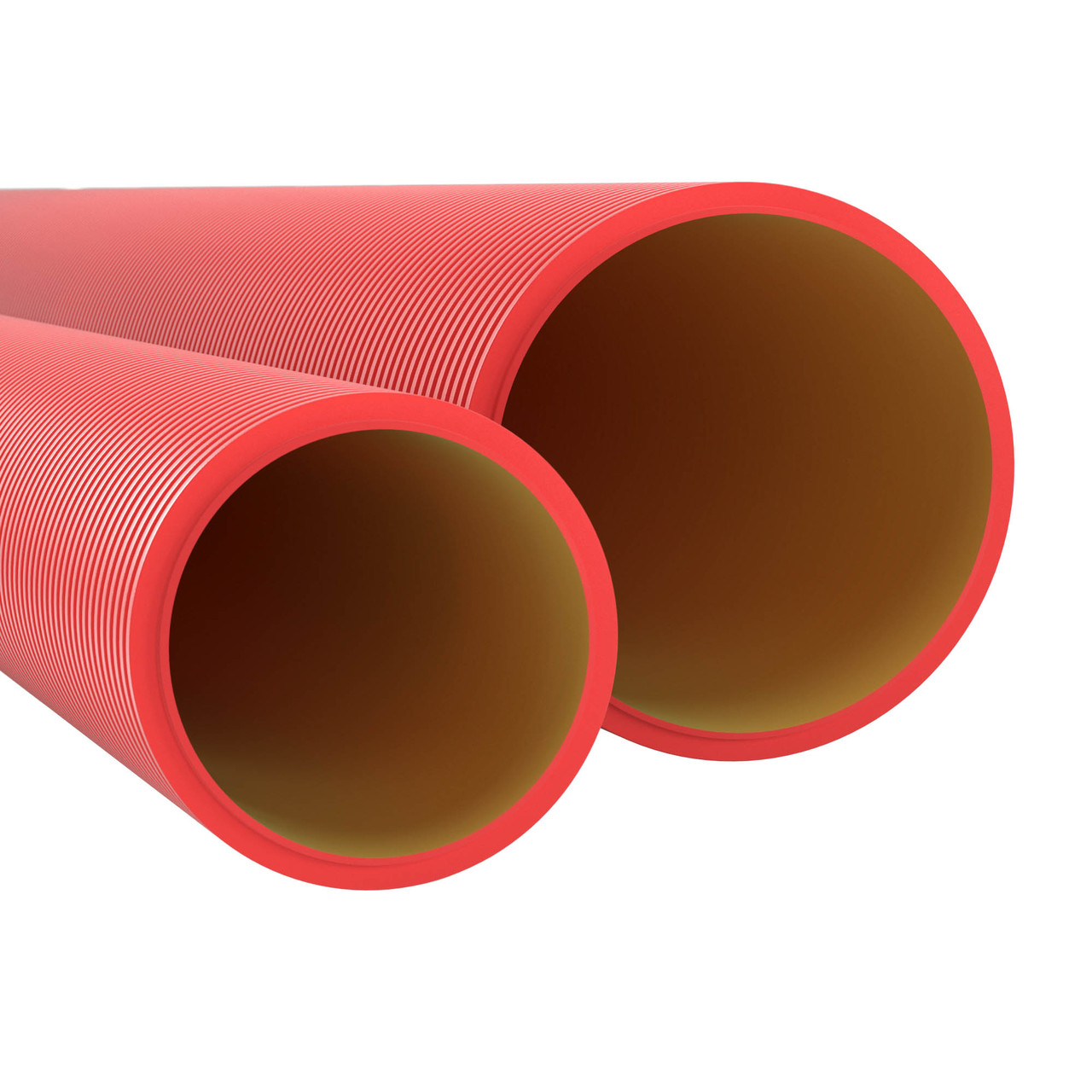 Двустенная труба ПНД жесткая для кабельной канализации д.110мм, SN12, 750Н, 5,70м, цвет красный - фото 1 - id-p99763430