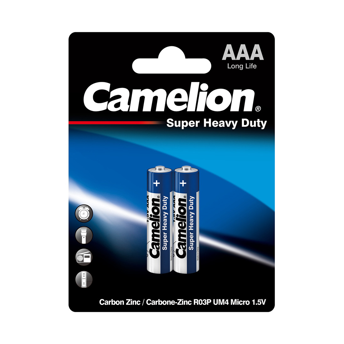 Батарейка CAMELION R03P-BP2B Super Heavy Duty AAA 1.5V 550mAh 2 шт. в блистере - фото 1 - id-p99784225