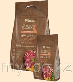 Корм Fitmin dog Purity GF Adult Mini Beef для малых пород собак 800гр