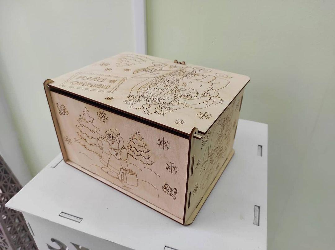 Деревянная коробка / шкатулка от деда Мороза - фото 2 - id-p99804267